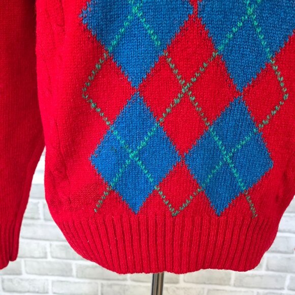 Vintage Savile Row Argyle Shetland Wool Sweater England Men Med Preppy Acadamia - Picture 6 of 8